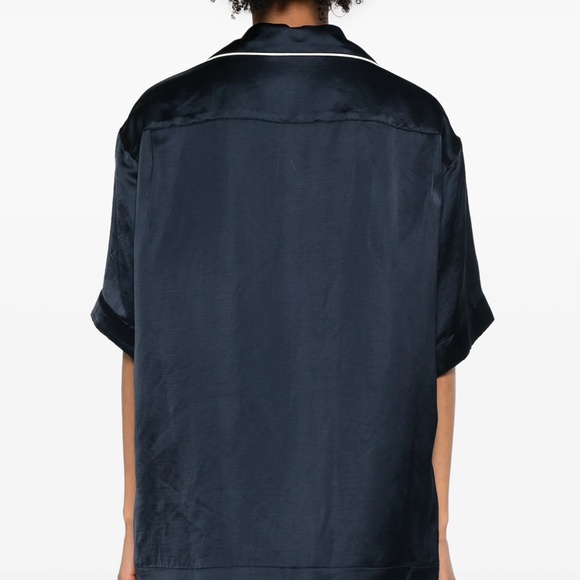 size XS (38) - PALM ANGELS MONOGRAM SATIN BOWLING SHIRT Navy - Picture 3 of 8